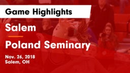 Salem  vs Poland Seminary  Game Highlights - Nov. 26, 2018