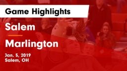 Salem  vs Marlington  Game Highlights - Jan. 5, 2019