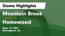 Mountain Brook  vs Homewood  Game Highlights - Sept. 13, 2022