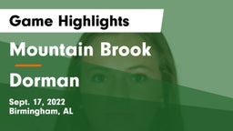 Mountain Brook  vs Dorman Game Highlights - Sept. 17, 2022
