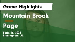 Mountain Brook  vs Page Game Highlights - Sept. 16, 2023