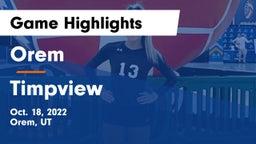 Orem  vs Timpview  Game Highlights - Oct. 18, 2022