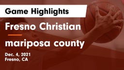 Fresno Christian vs mariposa county Game Highlights - Dec. 4, 2021