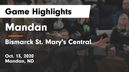 Mandan  vs Bismarck St. Mary's Central  Game Highlights - Oct. 13, 2020