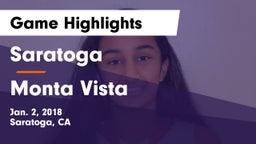 Saratoga  vs Monta Vista Game Highlights - Jan. 2, 2018