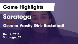 Saratoga  vs Oceana Varsity Girls Basketball Game Highlights - Dec. 4, 2018