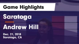 Saratoga  vs Andrew Hill Game Highlights - Dec. 21, 2018