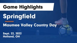 Springfield  vs Maumee Valley Country Day  Game Highlights - Sept. 22, 2022