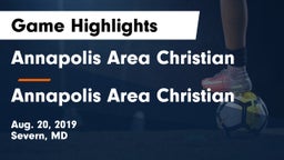 Annapolis Area Christian  vs Annapolis Area Christian  Game Highlights - Aug. 20, 2019