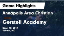 Annapolis Area Christian  vs Gerstell Academy Game Highlights - Sept. 18, 2019