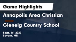 Annapolis Area Christian  vs Glenelg Country School Game Highlights - Sept. 16, 2022