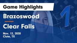 Brazoswood  vs Clear Falls  Game Highlights - Nov. 12, 2020