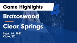 Brazoswood  vs Clear Springs Game Highlights - Sept. 16, 2022