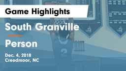 South Granville  vs Person  Game Highlights - Dec. 4, 2018