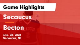 Secaucus  vs Becton  Game Highlights - Jan. 28, 2020