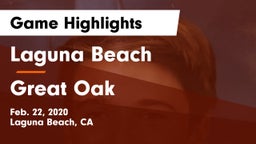 Laguna Beach  vs Great Oak Game Highlights - Feb. 22, 2020