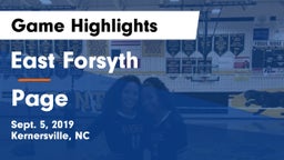 East Forsyth  vs Page  Game Highlights - Sept. 5, 2019