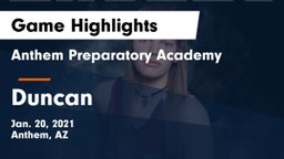 Anthem Preparatory Academy vs Duncan Game Highlights - Jan. 20, 2021