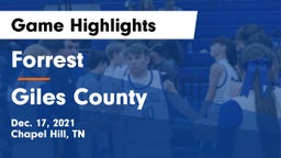Forrest  vs Giles County  Game Highlights - Dec. 17, 2021