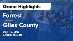 Forrest  vs Giles County  Game Highlights - Dec. 18, 2023
