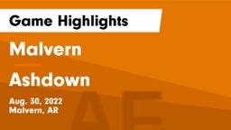 Malvern  vs Ashdown  Game Highlights - Aug. 30, 2022