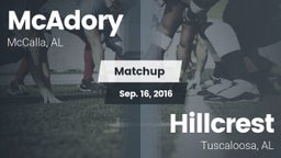 Matchup: McAdory  vs. Hillcrest  2016