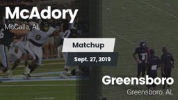 Matchup: McAdory  vs. Greensboro  2019