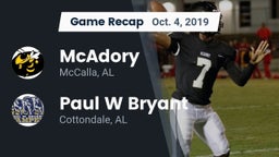 Recap: McAdory  vs. Paul W Bryant  2019