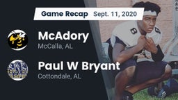 Recap: McAdory  vs. Paul W Bryant  2020