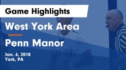 West York Area  vs Penn Manor  Game Highlights - Jan. 6, 2018