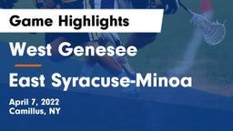 West Genesee  vs East Syracuse-Minoa  Game Highlights - April 7, 2022