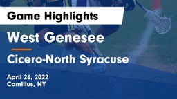 West Genesee  vs Cicero-North Syracuse  Game Highlights - April 26, 2022