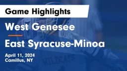 West Genesee  vs East Syracuse-Minoa  Game Highlights - April 11, 2024