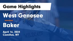 West Genesee  vs Baker  Game Highlights - April 16, 2024
