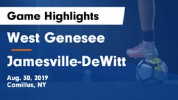 West Genesee  vs Jamesville-DeWitt  Game Highlights - Aug. 30, 2019