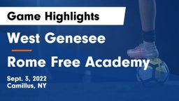 West Genesee  vs Rome Free Academy  Game Highlights - Sept. 3, 2022