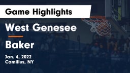 West Genesee  vs Baker  Game Highlights - Jan. 4, 2022