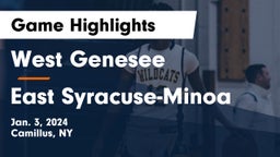 West Genesee  vs East Syracuse-Minoa  Game Highlights - Jan. 3, 2024