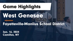 West Genesee  vs Fayetteville-Manlius School District  Game Highlights - Jan. 16, 2024