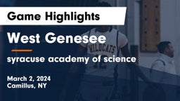 West Genesee  vs syracuse academy of science Game Highlights - March 2, 2024