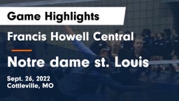 Francis Howell Central  vs Notre dame st. Louis Game Highlights - Sept. 26, 2022