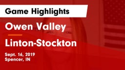 Owen Valley  vs Linton-Stockton  Game Highlights - Sept. 16, 2019