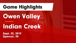 Owen Valley  vs Indian Creek  Game Highlights - Sept. 25, 2019