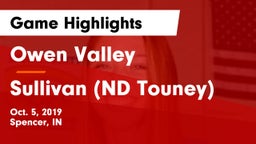 Owen Valley  vs Sullivan (ND Touney) Game Highlights - Oct. 5, 2019