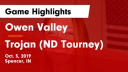 Owen Valley  vs Trojan (ND Tourney) Game Highlights - Oct. 5, 2019