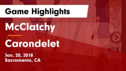 McClatchy  vs Carondelet Game Highlights - Jan. 20, 2018