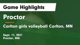 Proctor  vs Carlton girls volleyball Carlton, MN Game Highlights - Sept. 11, 2021