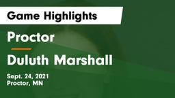 Proctor  vs Duluth Marshall Game Highlights - Sept. 24, 2021