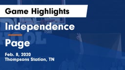 Independence  vs Page  Game Highlights - Feb. 8, 2020