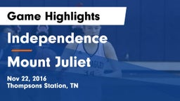 Independence  vs Mount Juliet  Game Highlights - Nov 22, 2016